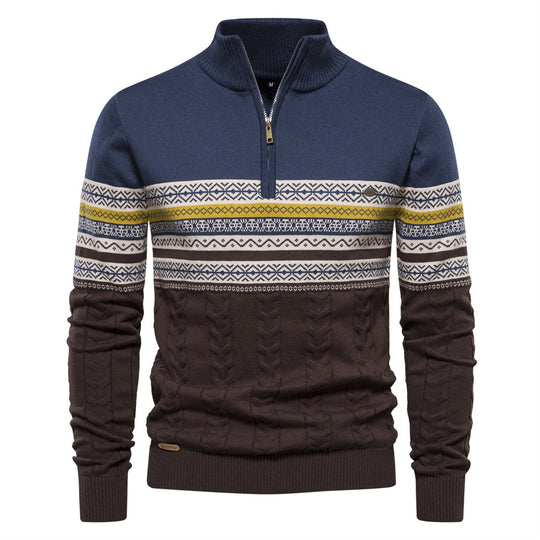 Herren Pullover mit modernem Zipper und attraktiven Farbmustern R&B