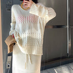 Damen luftiges Strickoberteil mit V-Ausschnitt und Batikmuster R&B
