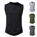 Herren ärmelloses Henley-Shirt mit modernem Knopfdesign