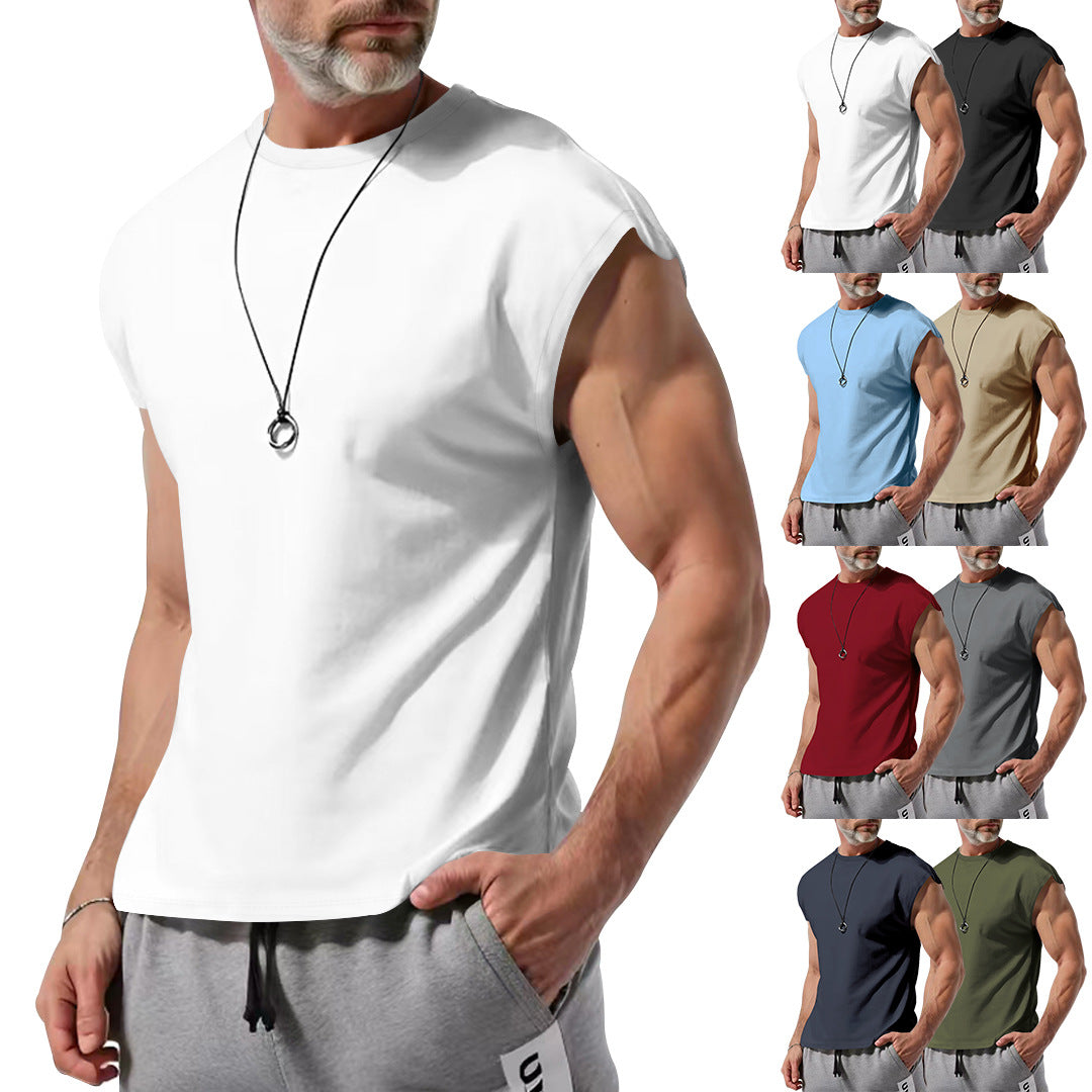 Herren nan athletisches abgeschnittenes Tanktop mit breiten Armöffnungen und Rundhalsausschnitt R&B