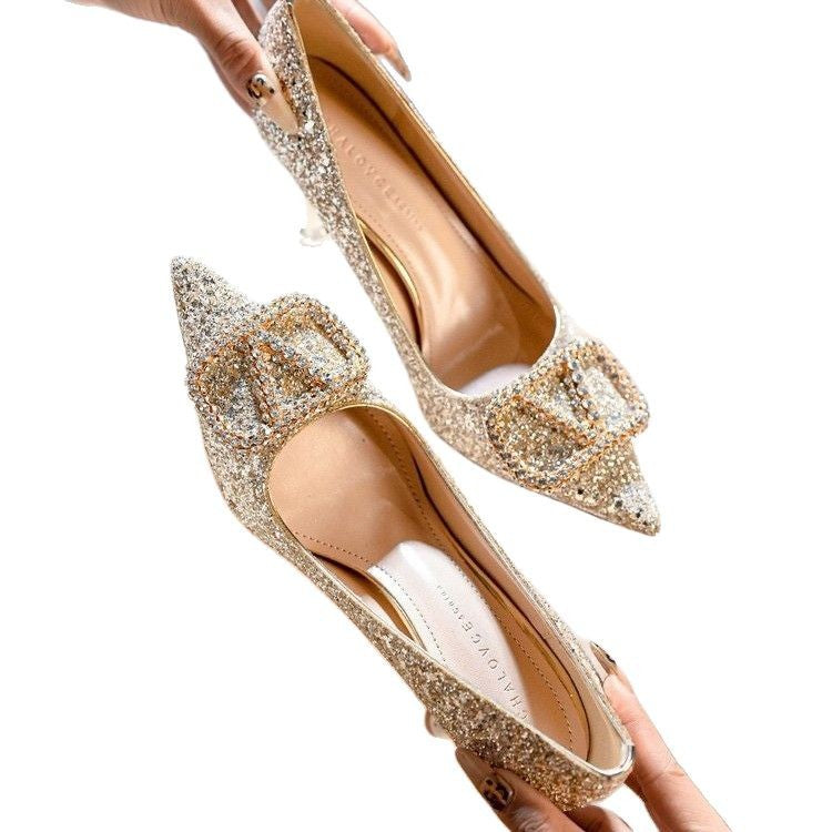 Damen Glamouröse High Heels mit funkelndem Strassdetail und raffinierter Schleifenverzierung R&B
