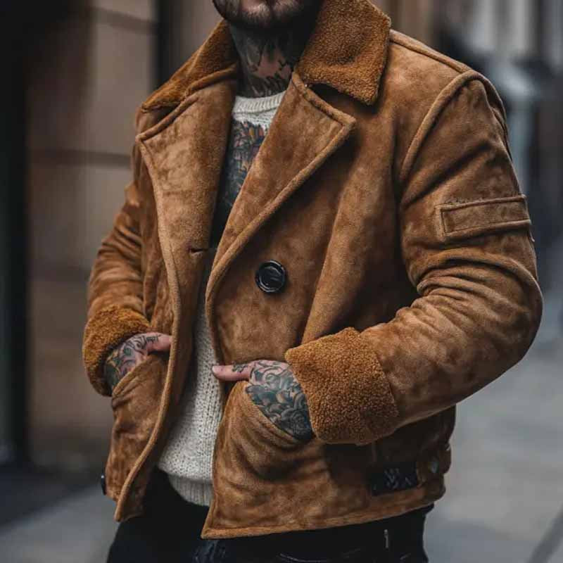 Herren lässige Wildlederjacke mit weichem Innenfutter