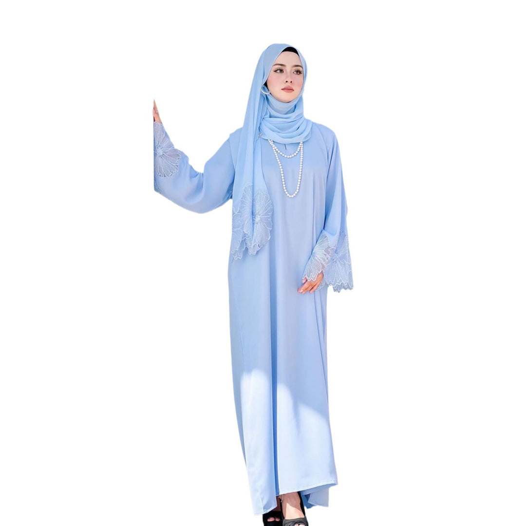 Damen Elegantes Maxi-Kleid mit floralem Spitzenbesatz R&B