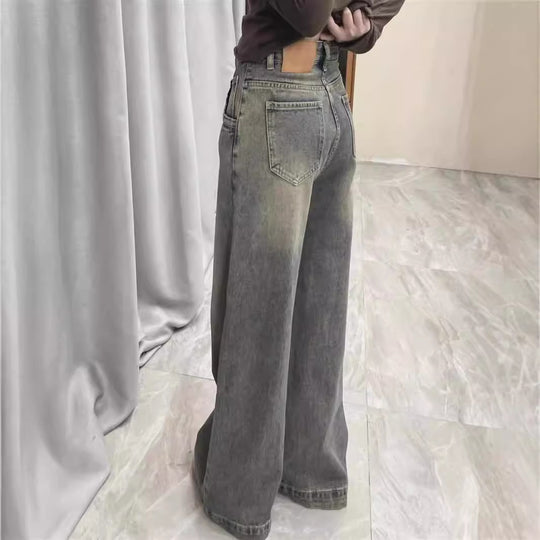 Damen weite High-Waist Jeans mit angenehmem Tragekomfort und modischem Vintage-Look R&B