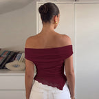 Damen Charmantes Off-Shoulder Top R&B