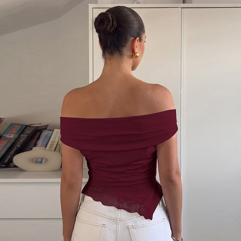 Damen Charmantes Off-Shoulder Top R&B