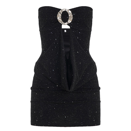 Damen Glitzerndes elegantes Oberteil mit raffiniertem Ausschnitt R&B