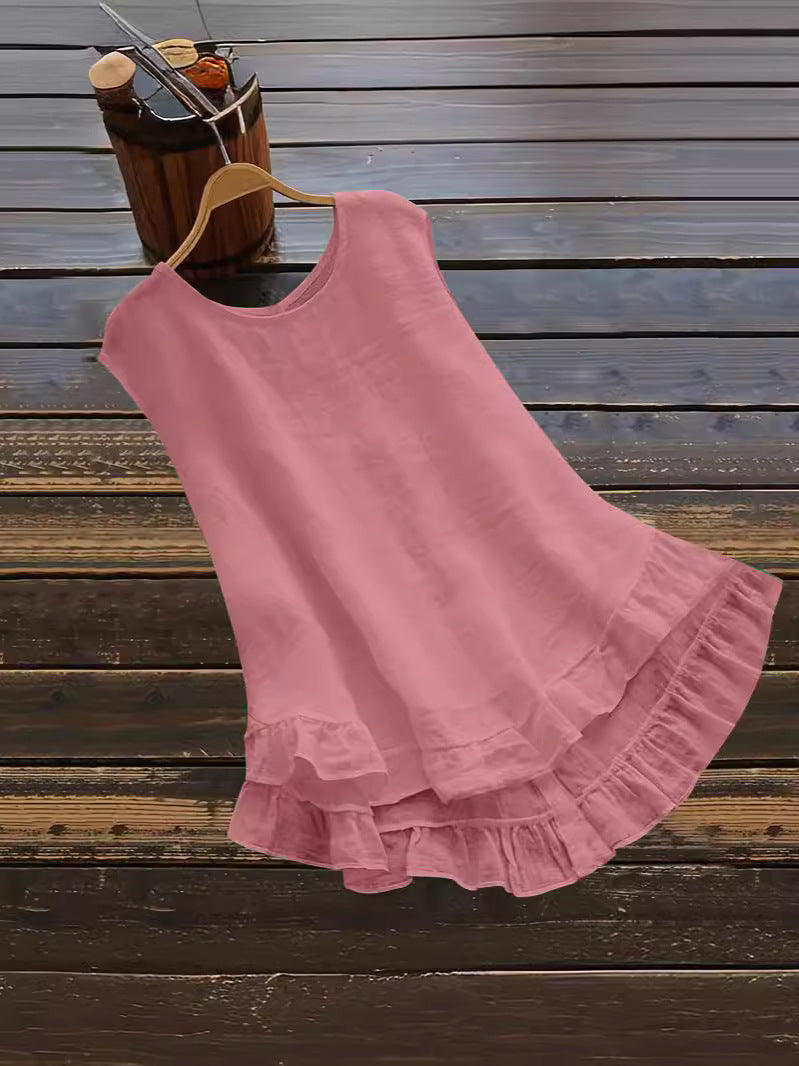 Damen Leichtes Sommerkleid aus atmungsaktivem Material mit Rüschendetails R&B