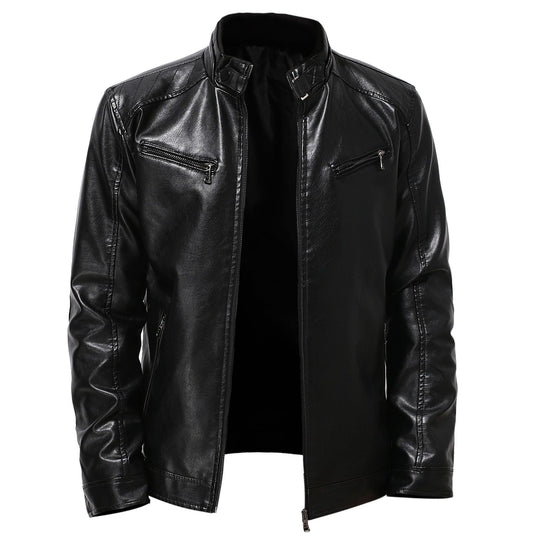 Herren stylische Motorradjacke mit asymmetrischem Reißverschluss und hochwertigen Details R&B
