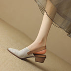 Damen Slingback-Pumps mit perforiertem Obermaterial und komfortablem Blockabsatz