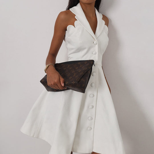Damen Kleid mit schickem Kragen und Knopfdetails R&B