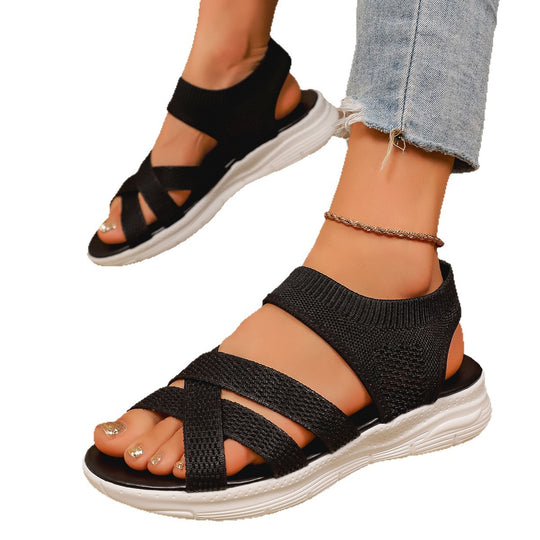 Damen Sportliche Freizeitsandalen mit atmungsaktiver Strickoberfläche R&B