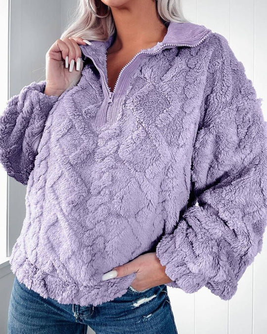 Damen Fleecepullover mit hohem Kragen und Reißverschluss R&B