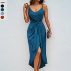 Damen Etuikleid mit elegantem Wickel-Design und schwingendem Saum R&B