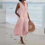 Damen Sommerliches Leinenkleid R&B