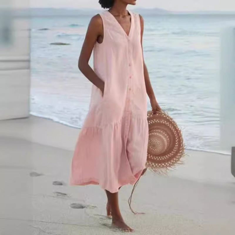 Damen Sommerliches Leinenkleid R&B