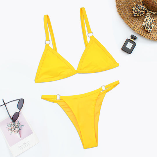 Damen Triangel-Bikini mit verstellbaren Trägern und eleganten Ringdetails R&B
