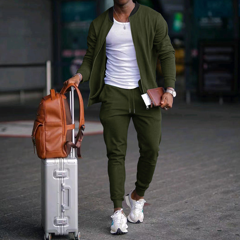 Herren Sportliches Freizeit-Set aus atmungsaktivem Material mit Reißverschluss und praktischen Taschen R&B