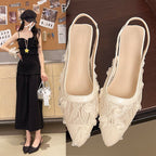 Damen Slingback-Pumps mit zartem Spitzen-Design und dekorativer Blumenapplikation R&B