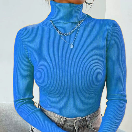 Damen Eleganter Rollkragenpullover mit feiner Rippstruktur R&B