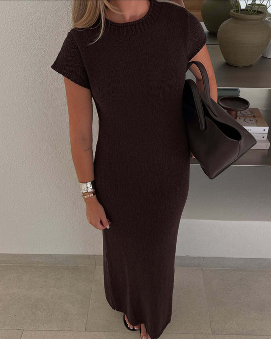 Damen Maxikleid mit strukturiertem Strickmuster und leichtem Gewicht R&B