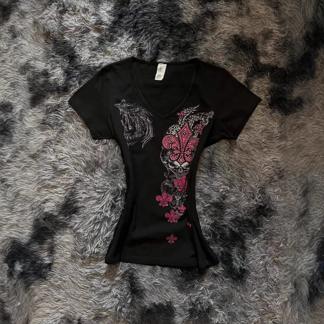Damen T-Shirt mit einzigartigem floralem Design R&B