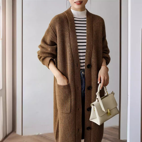Damen Strickmantel mit praktischen Seitentaschen und eleganten Knopfdetails R&B