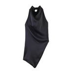 Damen asymmetrisches Satin Kleid R&B
