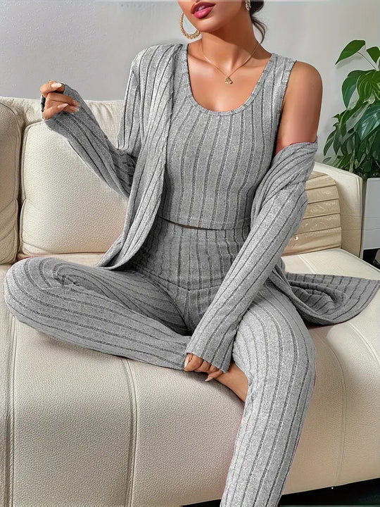 Damen komfortables Strick-Loungewear Set R&B