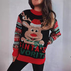 Damen Weihnachtspullover mit festlichem Rentier-Motiv und kunterbunten Strickdetails R&B