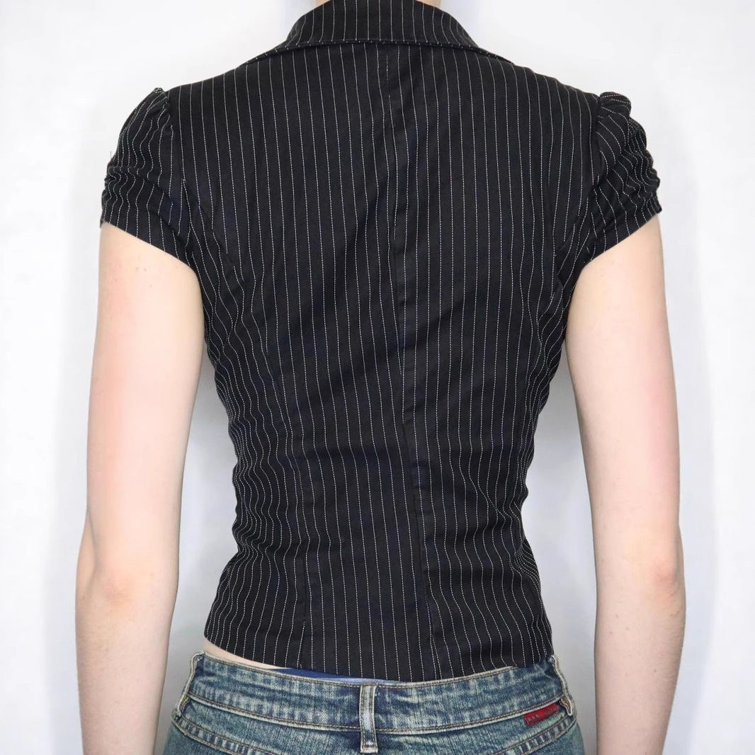 Damen Blazer mit tailliertem Schnitt und modernen Streifen R&B