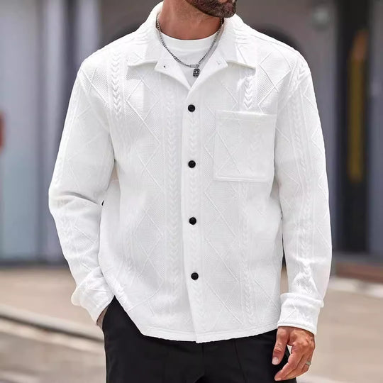 Herren Strickhemd mit modernem Design und strukturiertem Gewebe R&B