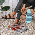 Damen Glitzernde Slides mit breiten Riemen R&B
