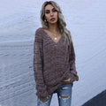 Damen Oversized Pullover mit V-Ausschnitt und Strukturmuster R&B