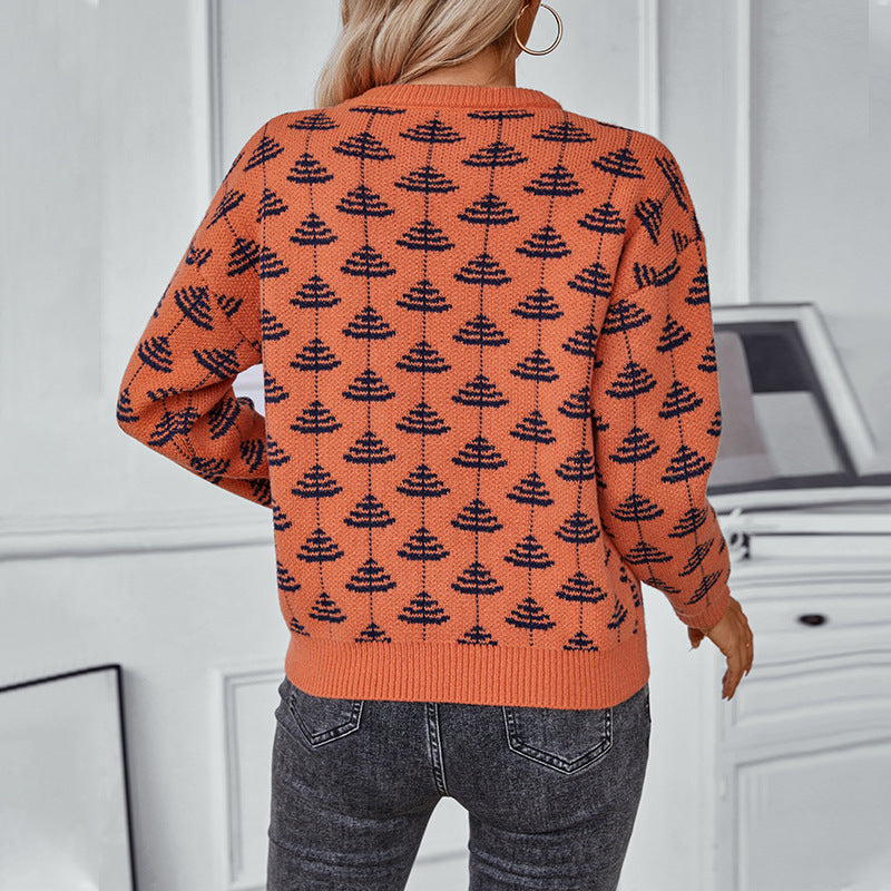 Damen Strickpullover mit verspieltem Baumdesign und weichem Material R&B