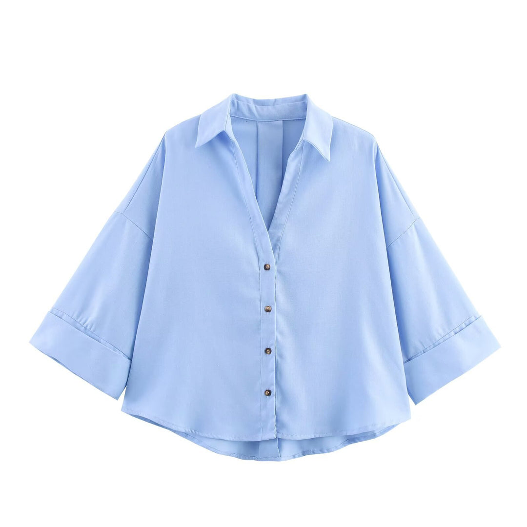 Damen Hemdblusenshirt mit lässigem Schnitt und eleganten 3/4-Ärmeln R&B