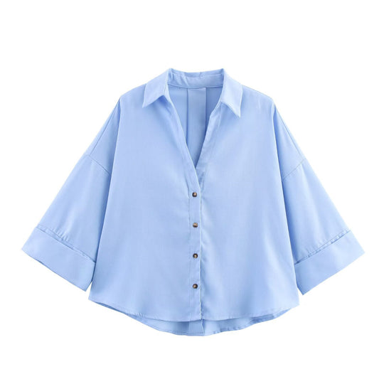 Damen Hemdblusenshirt mit lässigem Schnitt und eleganten 3/4-Ärmeln R&B