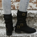 Vintage Schnalle Mid-Calf Stiefel R&B