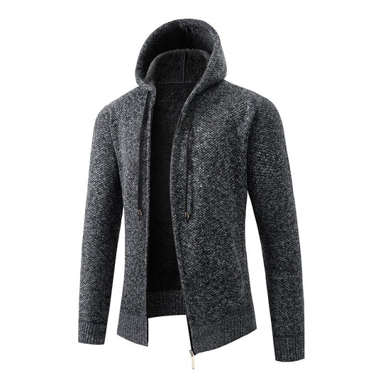 Herren gemütlicher Strickhoodie mit kuscheligem Innenfutter R&B
