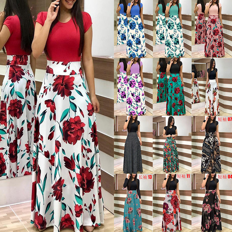 Damen Elegantes Maxikleid mit grafischem Druck und flexiblem Bund R&B
