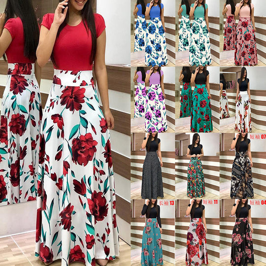 Damen Elegantes Maxikleid mit grafischem Druck und flexiblem Bund R&B