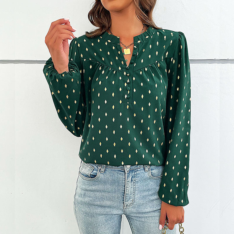 Damen elegante Bluse mit geschlagenen Ärmel R&B