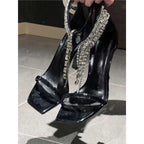 Damen elegante High Heel Sandalen mit funkelnden Strassapplikationen R&B