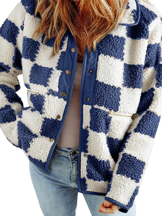 Damen Kuschelige Schafwolljacke mit modernen Karomustern R&B
