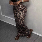 Damen Maxirock mit elegantem Tiermuster und hohem Schlitz R&B