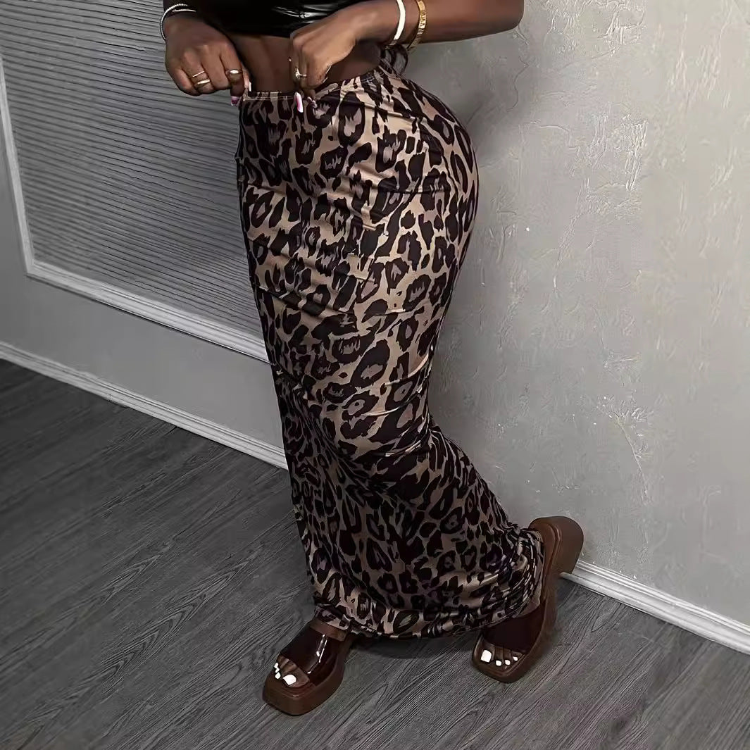 Damen Maxirock mit elegantem Tiermuster und hohem Schlitz R&B