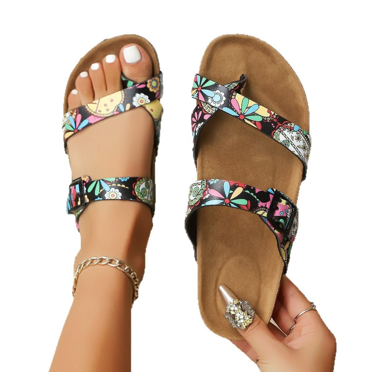Damen Komfortable Korksandalen mit verstellbaren Riemen R&B
