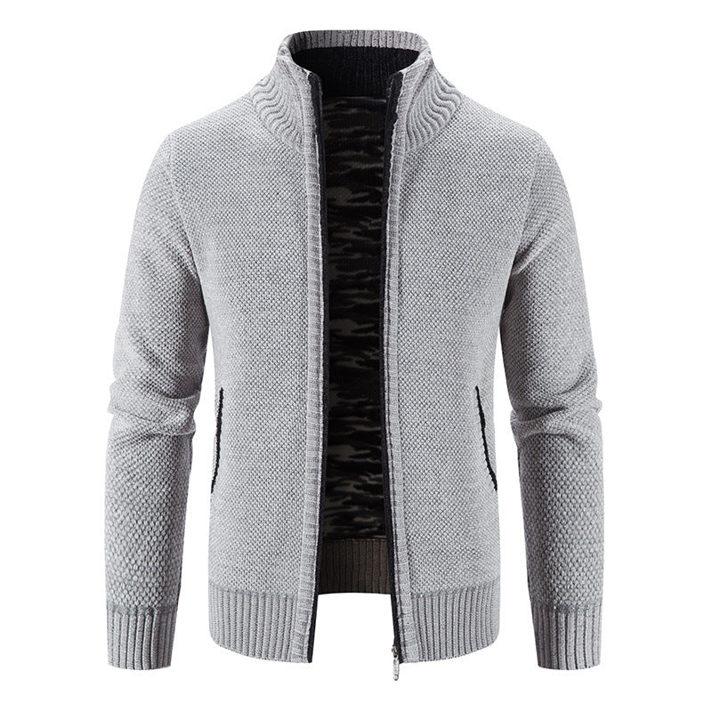 Herren Strickjacke mit hohem Kragen und praktischen Reißverschlusstaschen R&B