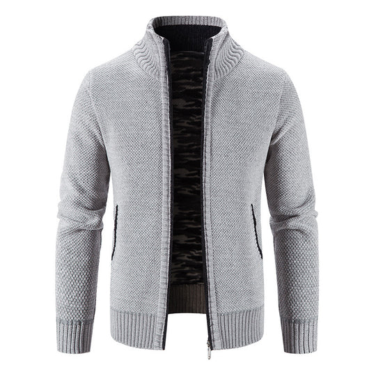 Herren Strickjacke mit hohem Kragen und praktischen Reißverschlusstaschen R&B