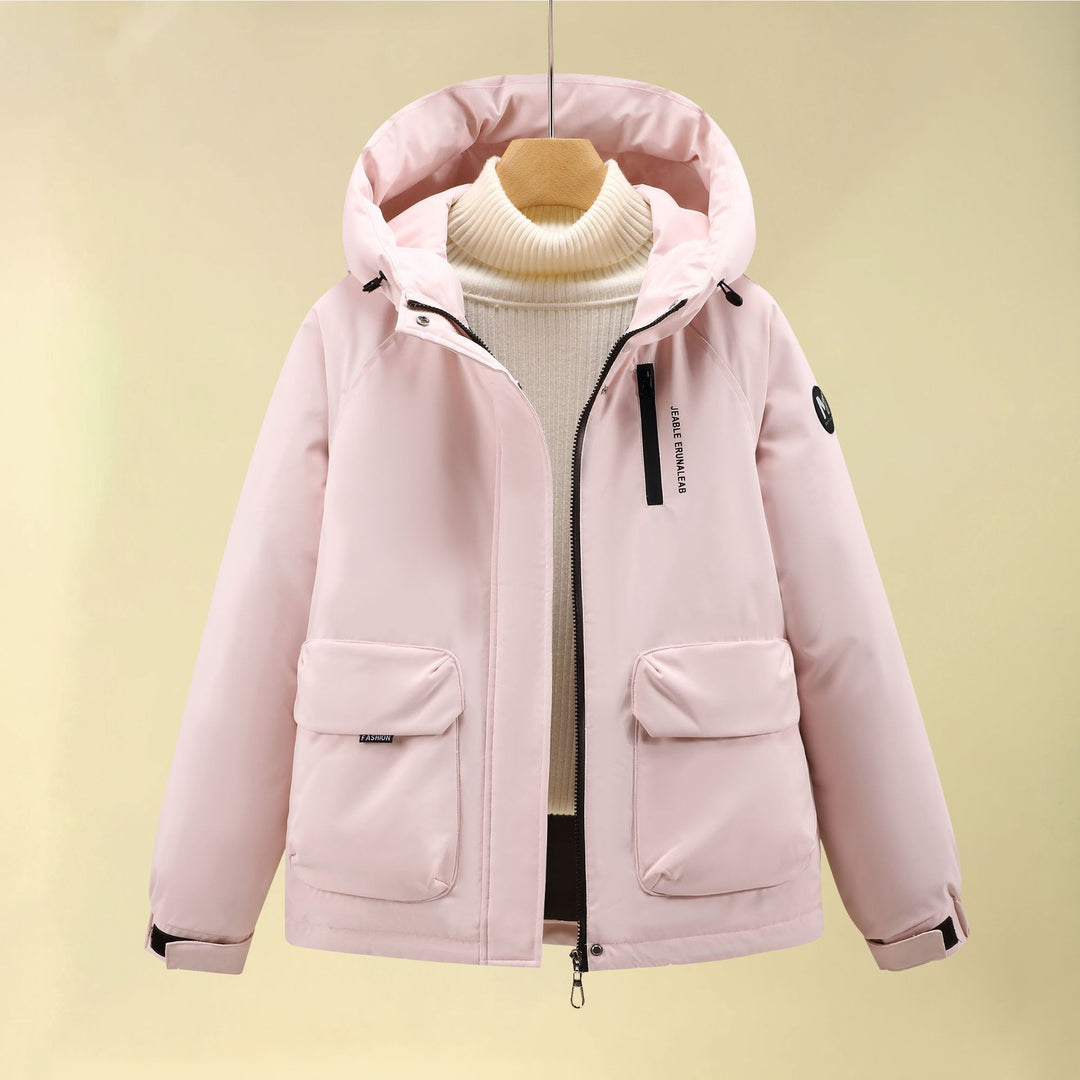 Damen Isolierte Outdoorjacke mit voluminösem Kapuzenkragen und praktischen Taschen R&B